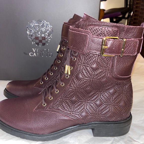 Vince Camuto Toralina Leather Lace-Up Ankle Combat Boots Shoe - Picture 7 of 10